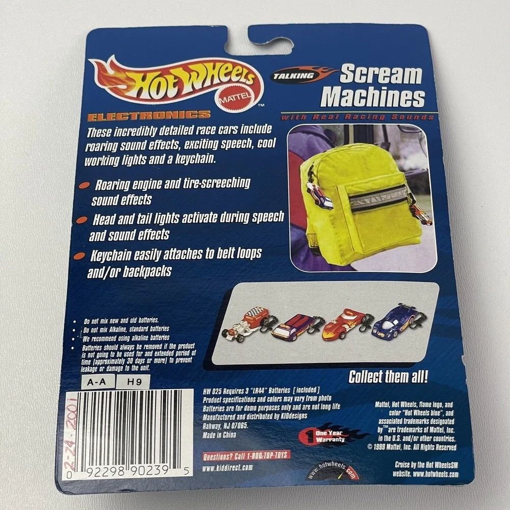 1999 Hot Wheels Keychain Talking Scream Machines Way 2 Fast Red Hot Rod